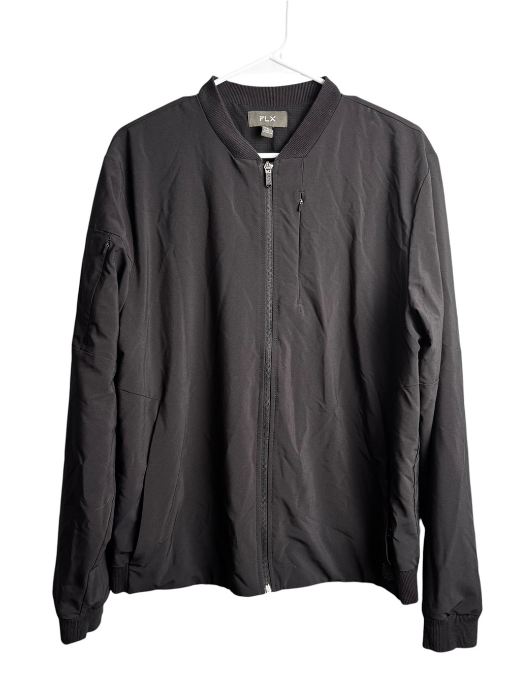 FLX Men’s Black Lightweight Tech Bomber Jacket Size M